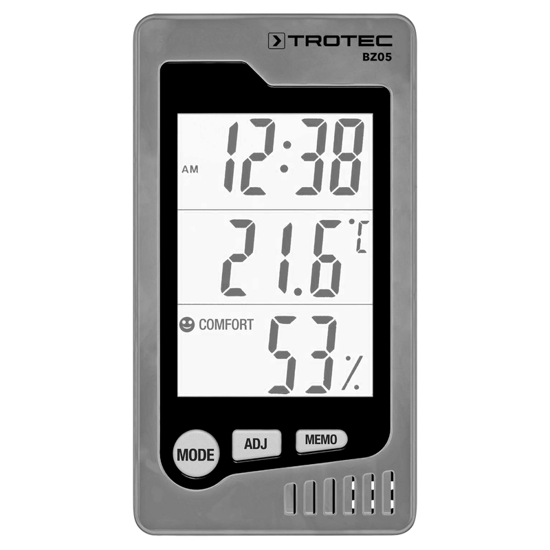 Thermohygrometer | 0 °C bis +50 °C | 10-90 % Luftfeuchtigkeit | Wohlfühlindikator | Trotec BZ05