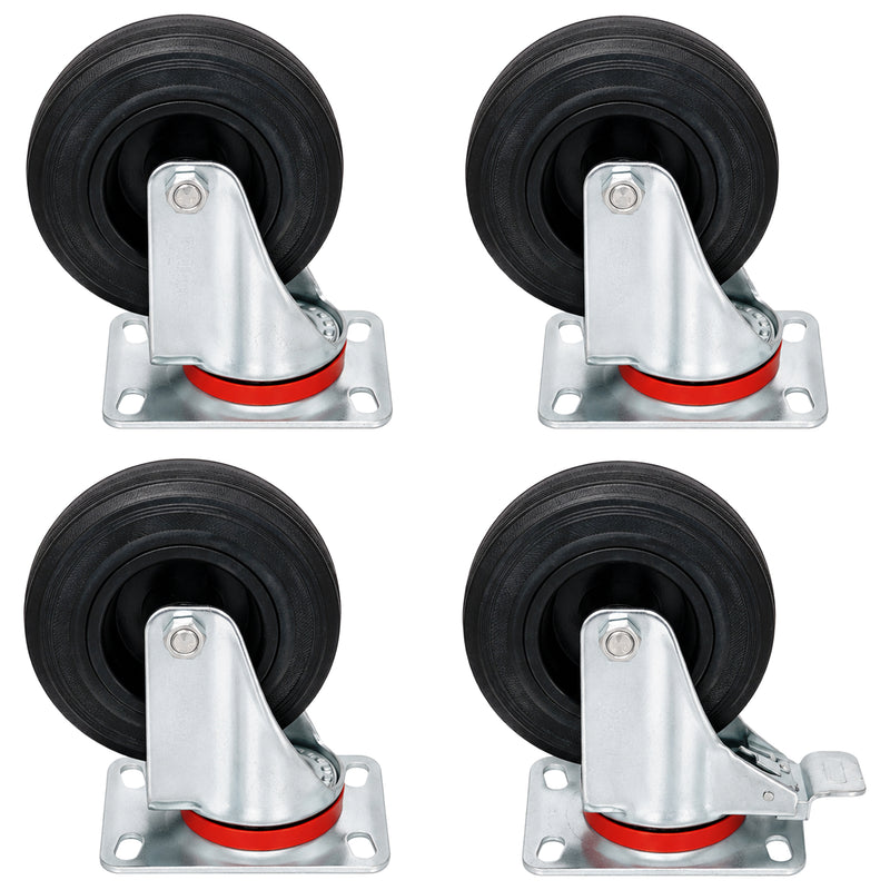 Lenkrollen-Set komplett | 125 mm | mit Bremse | für 400 Liter Stahlcontainer | VERWO