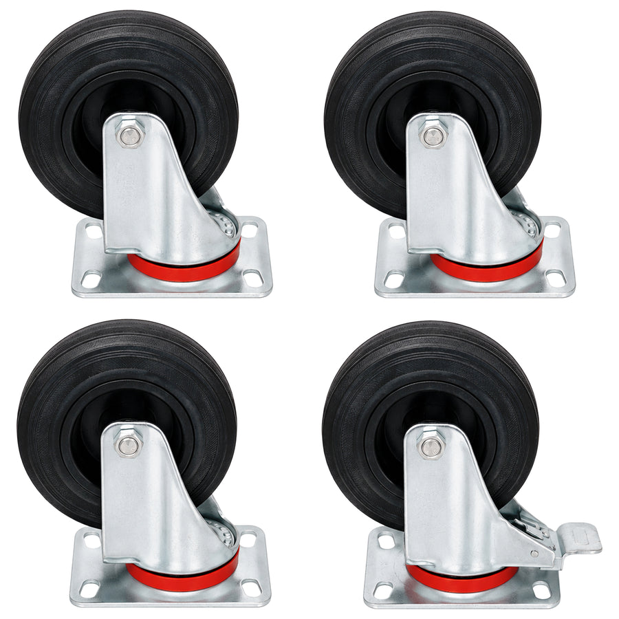 Lenkrollen-Set komplett | 125 mm | mit Bremse | für 400 Liter Stahlcontainer | VERWO