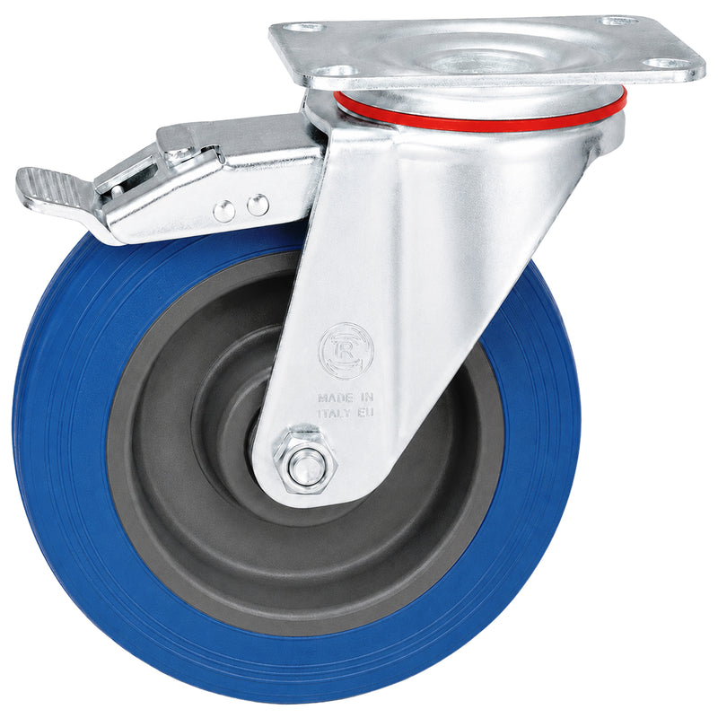 Lenkrolle mit Gehäuse | 200 mm | verstärkt | mit / ohne Bremse | für 600 & 800 Liter Stahlcontainer | VERWO