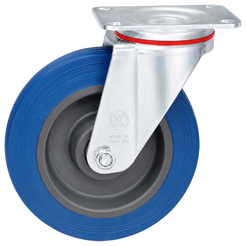 Lenkrolle mit Gehäuse | 200 mm | verstärkt | mit / ohne Bremse | für 600 & 800 Liter Stahlcontainer | VERWO
