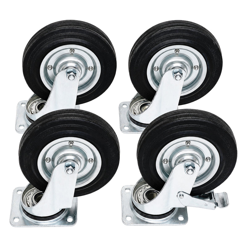 Lenkrollen-Set komplett | 200 mm | Stahl-Felgen | mit Bremse | für 600 & 800 Liter Stahlcontainer | VERWO