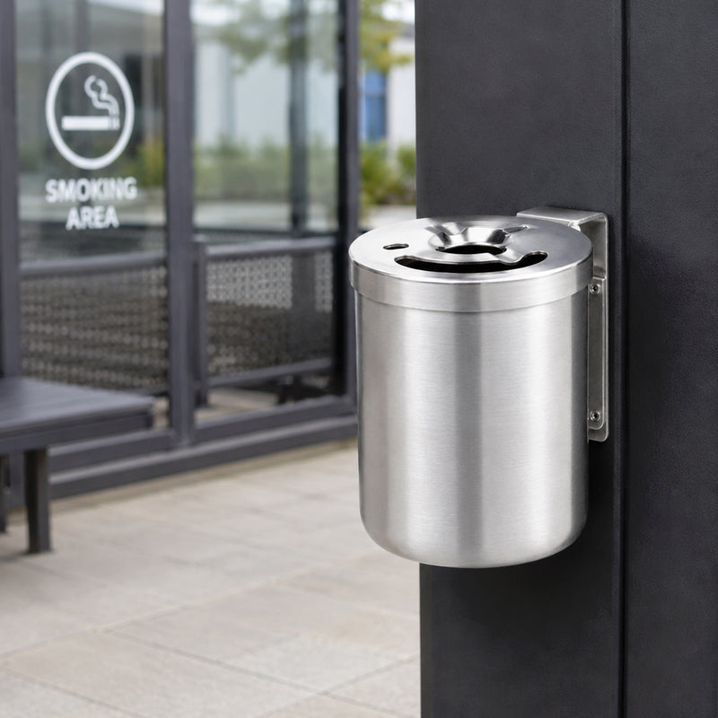 Wandascher ERGO 2 | Aschenbecher zur Wandmontage | 2 Liter | Silber | rostfreier Stahl | VERWO