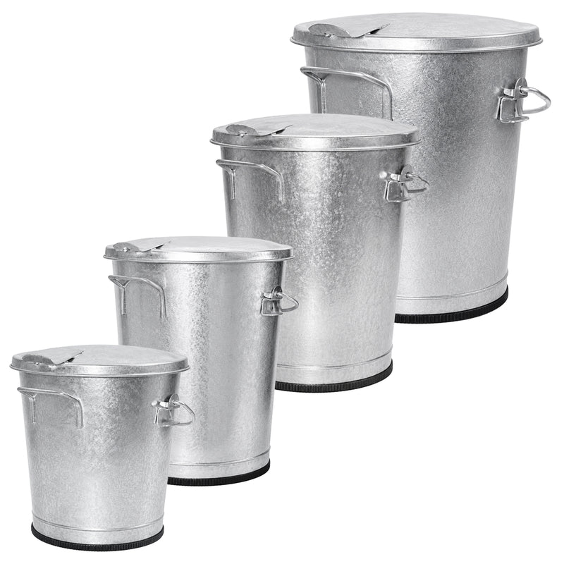 Stahl-Kehrichteimer | 22 – 70 Liter | Ø 310 – 375 mm | feuerverzinkt | mit Scharnierdeckel | VERWO