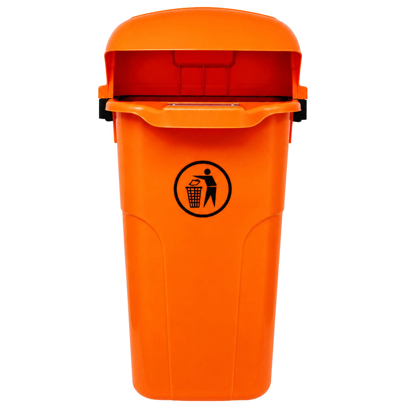 Abfalleimer 50 Liter | Modell DIN | Wandmontage | Grün / Orange | optional mit Rohrpfosten | VERWO