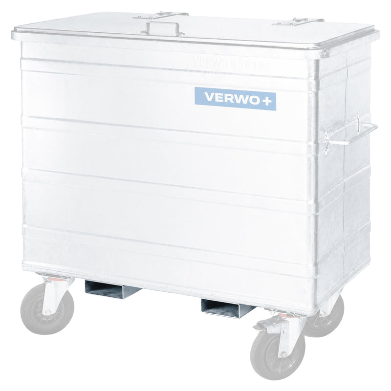 Stahlcontainer 800 Liter | bis 400 kg | feuerverzinkt | optional mit Fusspedal oder Gabelstaplerführungen | inkl. Lenkrollen & Bremse | VERWO