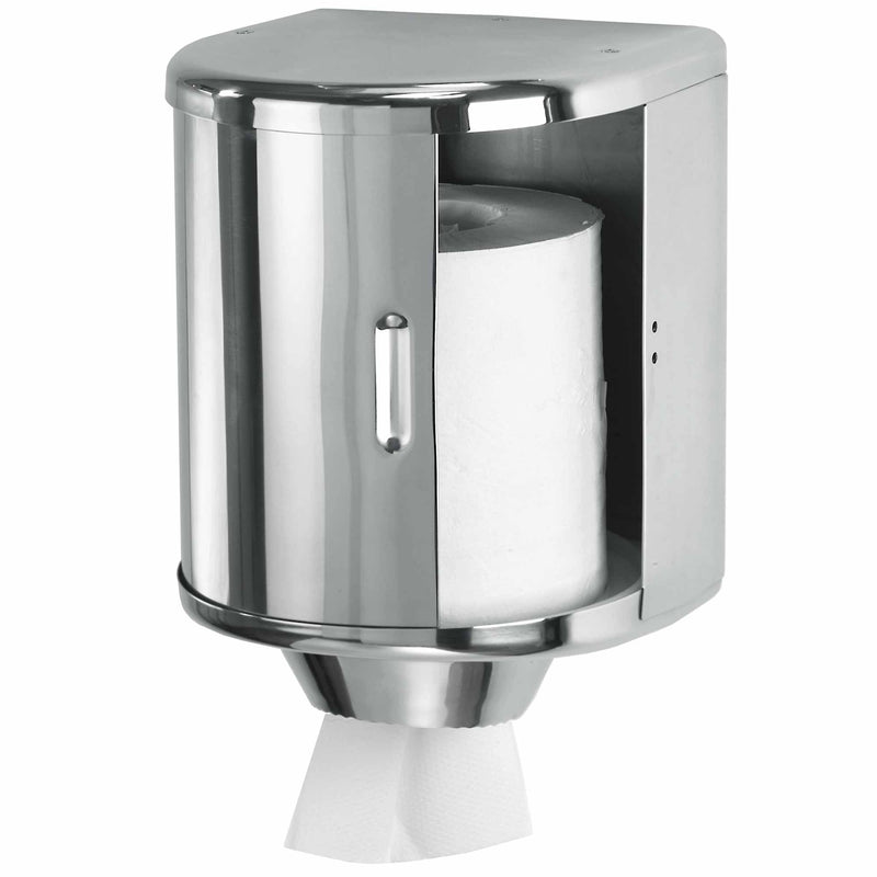 Rollenhandtuchspender Edelstahl | mit Schiebetür | Mediclinics DT0303