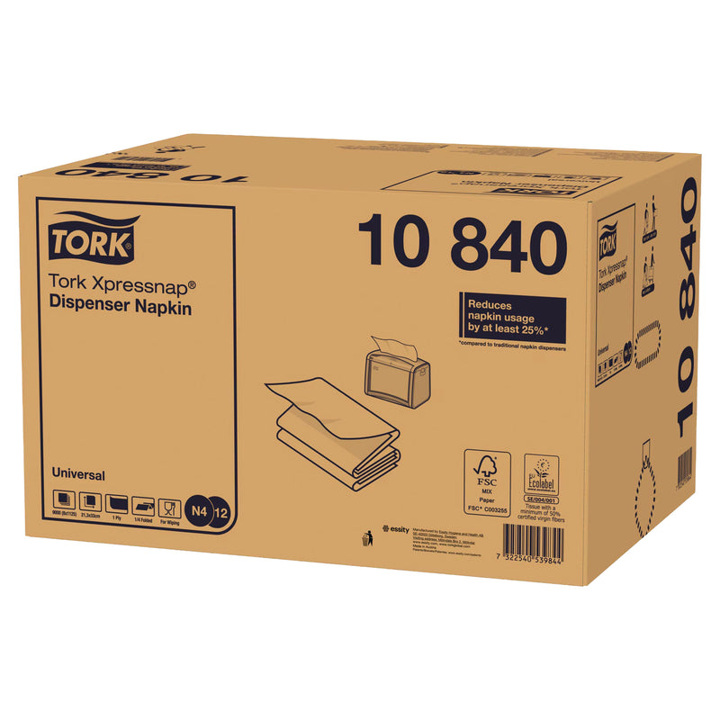 Spenderservietten N4 | Weiss | Xpressnap® | 1-lagig | 10,7 x 16,5 cm | 9000 Stück | Universal | TORK 10840