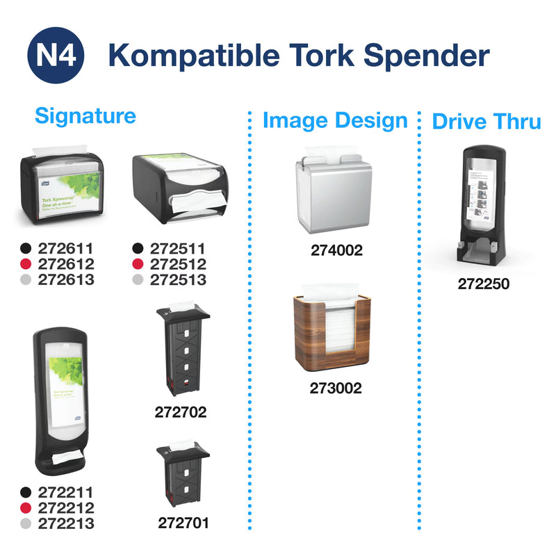 Spenderservietten N4 | Weiss | Xpressnap® | 1-lagig | 10,7 x 16,5 cm | 9000 Stück | Universal | TORK 10840