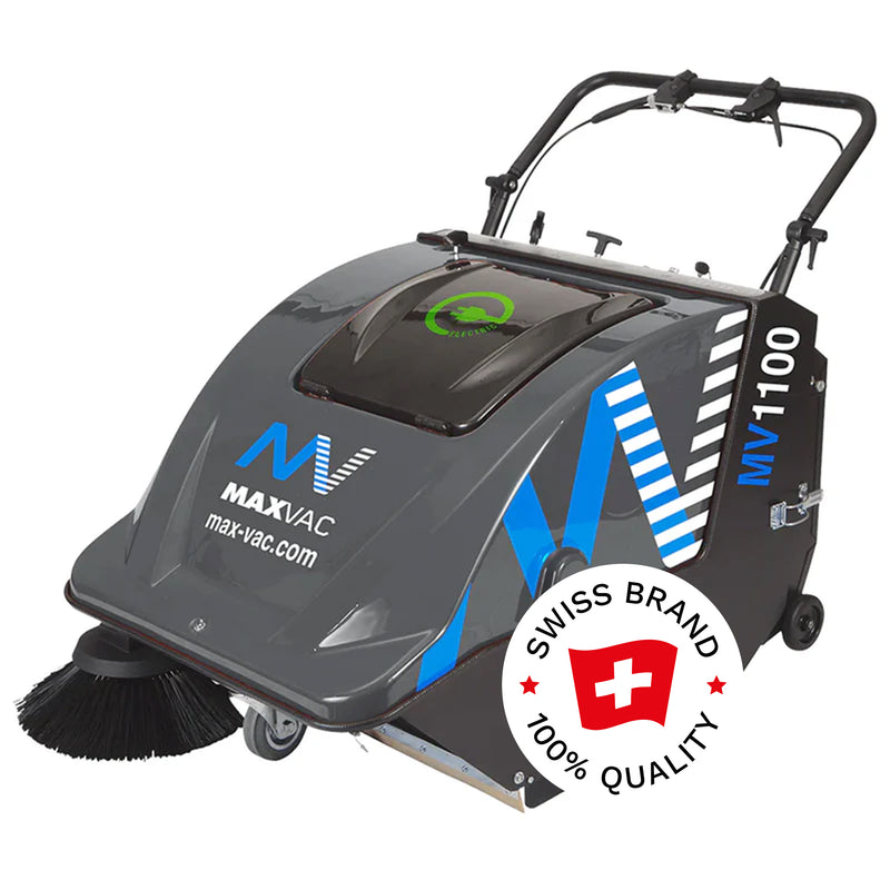 Batterie-Kehrsaugmaschine MV1100 | 3700m2/h | 60 Liter | HEPA H13 | 880mm | Maxvac