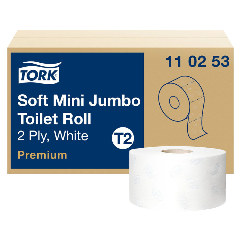 Toilettenpapier Soft Mini Jumbo T2 | 2-lagig | 170 m | 850 Blatt | Premium | TORK 110253