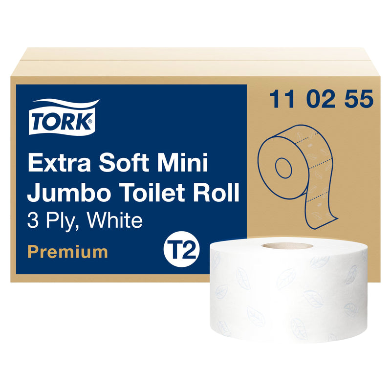 Toilettenpapier Extra Soft Mini Jumbo T2 | 3-lagig | 120 m | 600 Blatt | Premium | TORK 110255