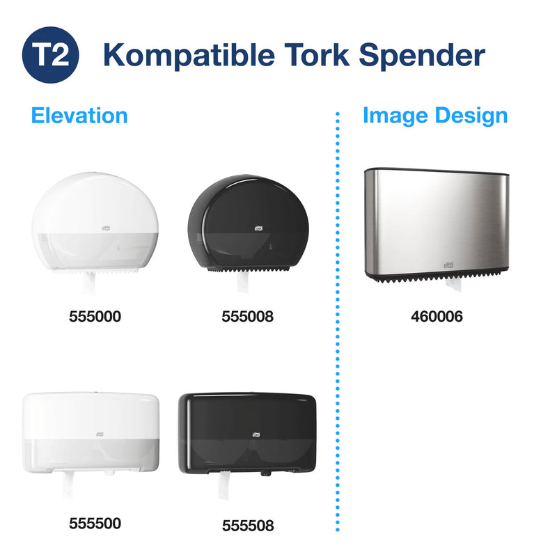 Toilettenpapier Extra Soft Mini Jumbo T2 | 3-lagig | 120 m | 600 Blatt | Premium | TORK 110255
