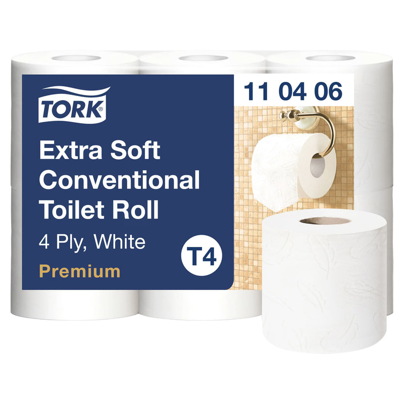 Toilettenpapier Extra Soft Kleinrolle T4 | 4-lagig | 18,75 m | 150 Blatt | Premium | TORK 110406
