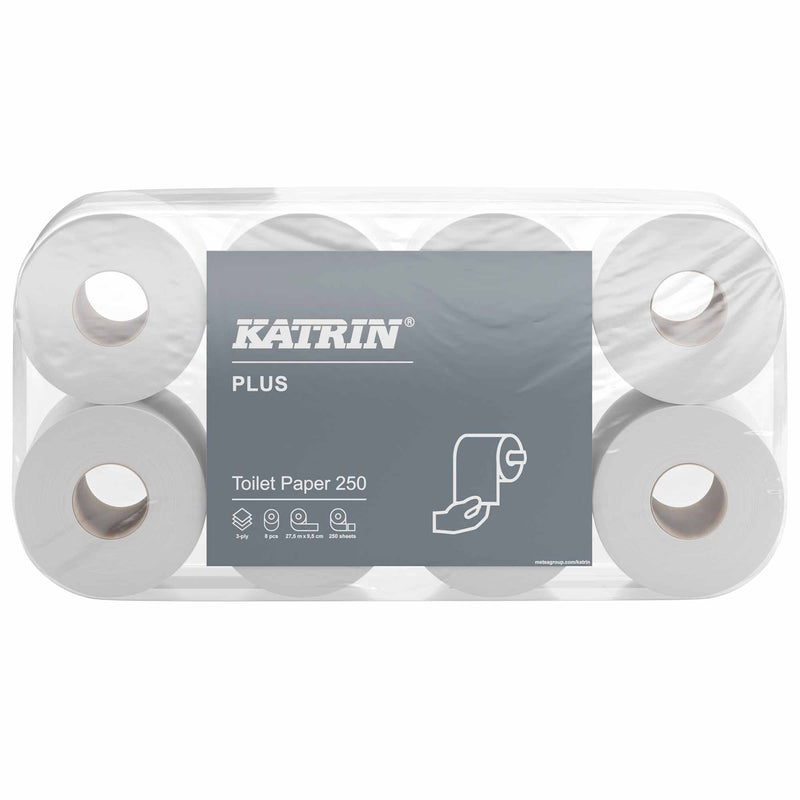 Toilettenpapier 3-lagig | 250 Blatt | 100% Zellstoff | Katrin Plus