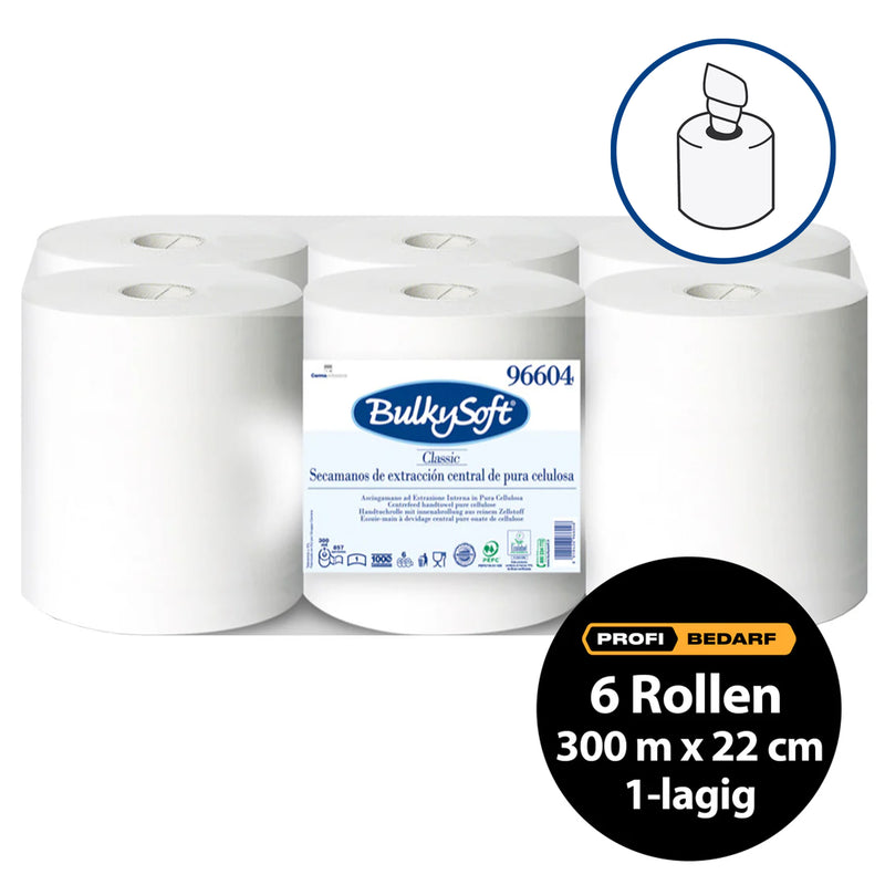 Midi-Papierreinigungsrollen | 300 m x 22 cm | 1-lagig | 100% Zellstoff | BulkySoft® Classic