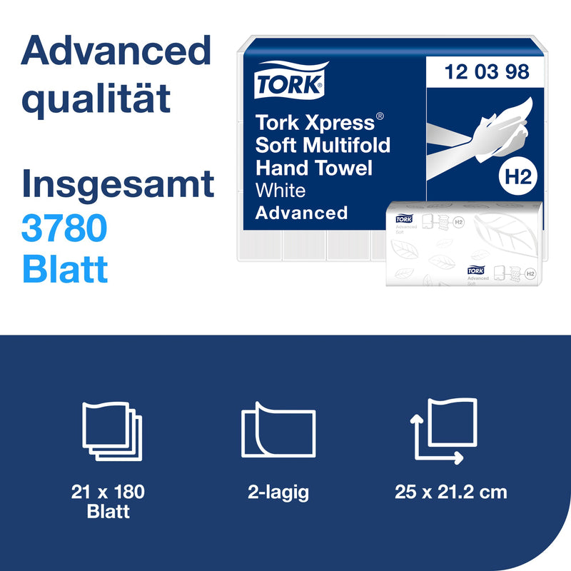 Papierhandtücher Xpress® Multifold H2 | 2-lagig | Advanced | Recycling | TORK 120398