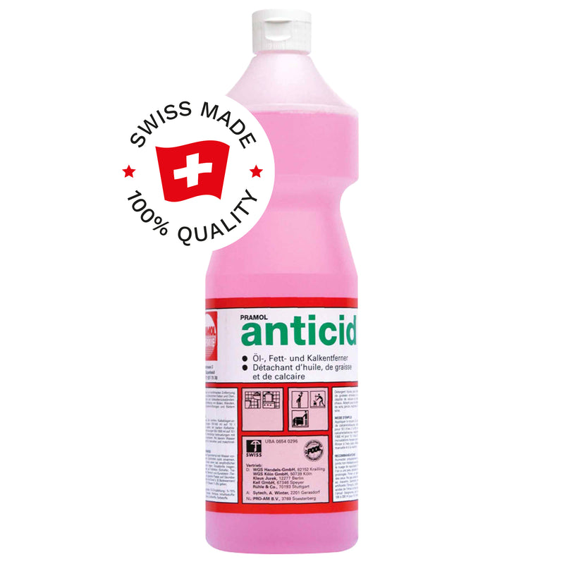 Kombireiniger sauer | gegen Kalk, Fett & Öl | für Sanitärbereiche & Lebensmittelindustrie | Pramol Anticid