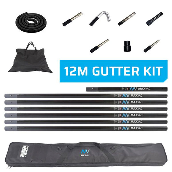 12 m Dachrinnen-Reinigungs-Set | 3K-Kohlefaser-Saugrohre | für grosse Höhen | Maxvac EasyReach