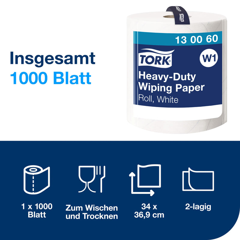 Mehrzweck-Papierwischtücher W1 | Extra Stark | QuickDry | 2-lagig | 340 m | 1000 Blatt | Premium | TORK 130060