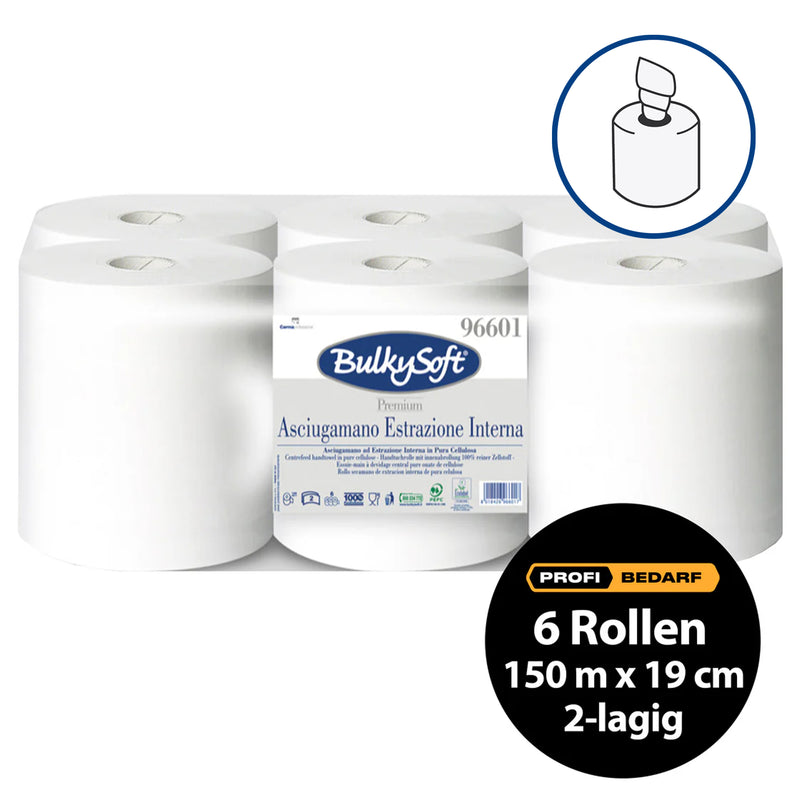 Midi-Papierreinigungsrollen | 150 m x 19 cm | 2-lagig | 100% Zellstoff | BulkySoft® Excellence