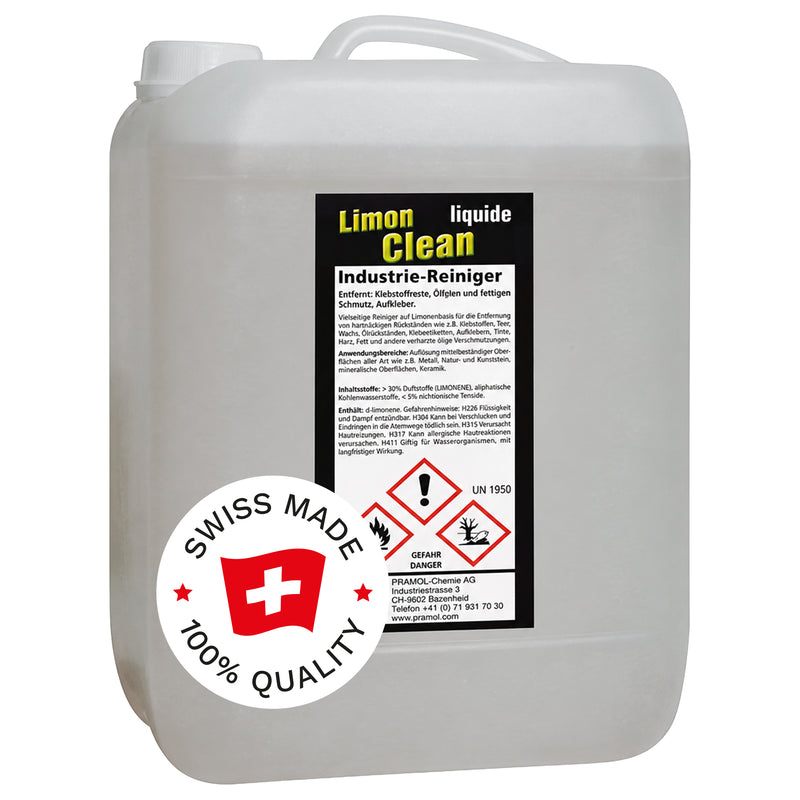 Industriereiniger für Klebstoff-, Fett- & Ölrückstände | Limonenbasis | flüssig & gebrauchsfertig | Pramol LimonClean Liquid