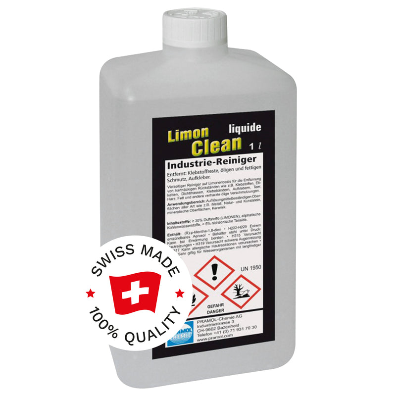 Industriereiniger für Klebstoff-, Fett- & Ölrückstände | Limonenbasis | flüssig & gebrauchsfertig | Pramol LimonClean Liquid