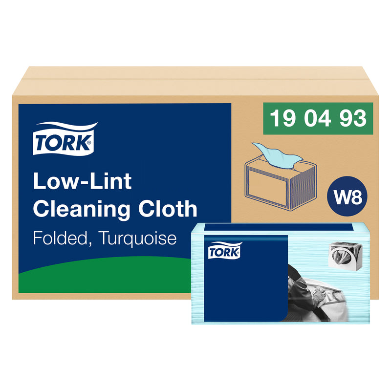 Reinigungstücher W8 | Einzelblatt | Türkis | fusselarm | 1-lagig | 38,5 x 30 m | 600 Tücher | Premium |TORK 190493