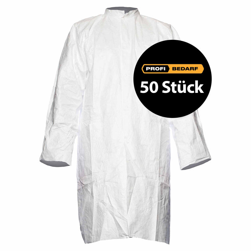 Einweg-Laborkittel Tyvek® 500 PL30 | mit Druckknöpfen & Taschen | Kategorie 3