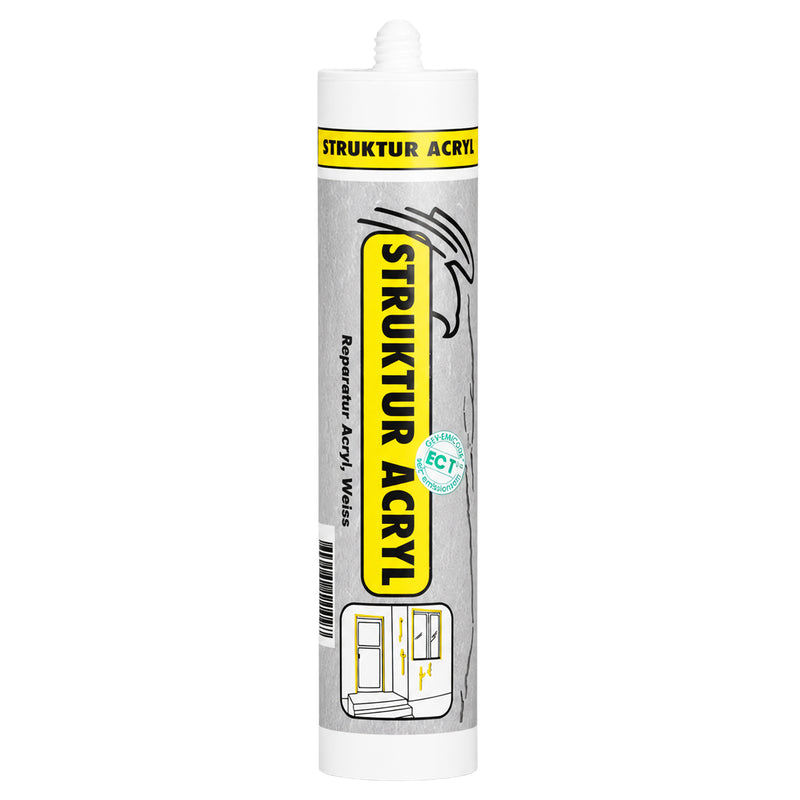 Struktur Acryl | 310 ml | Reparaturacryl mit putzähnlicher Oberfläche | überstreichbar & EC1plus | Falcone Bauchemie