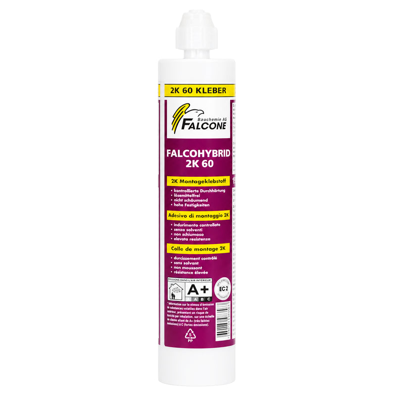 Montageklebstoff Falcohybrid 2K 60 | 195 ml | Grau | 2K-Hybridklebstoff | hohe Festigkeit & kontrollierte Durchhärtung | Falcone Bauchemie