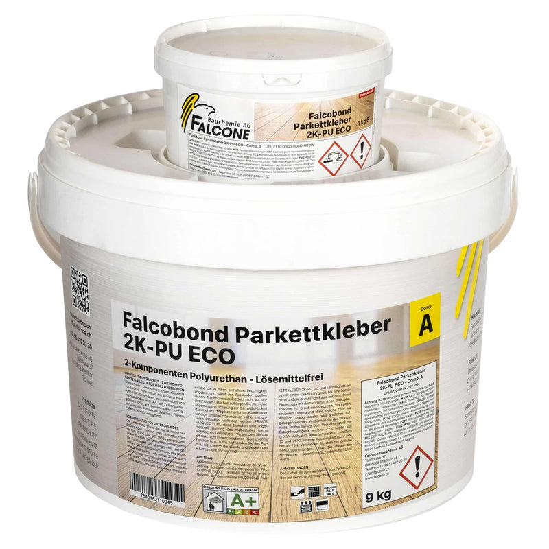 Parkettkleber Falcobond 2K | 10 kg | 2K-Epoxid-Polyurethan-Klebstoff | wasserfrei & EC1plus | Falcone Bauchemie