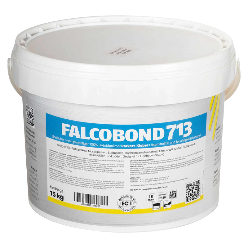 Parkettkleber Falcobond 713 | 18 kg | 1K-Hybridklebstoff | wasserfrei & EC1plus | Falcone Bauchemie