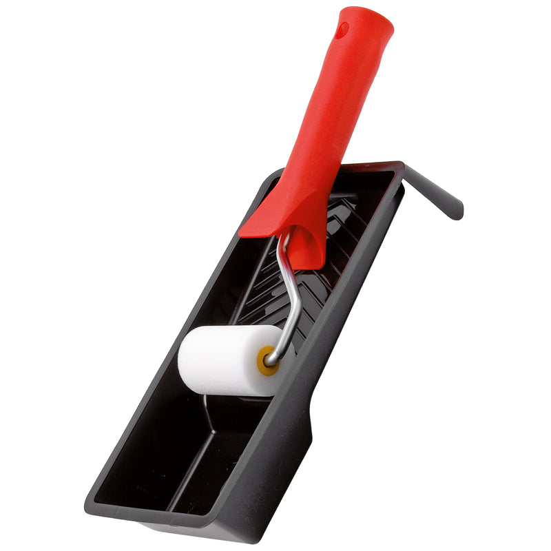 Farbwalzen-Set 5 cm | 3-teilig | beidseitig gerade | inkl. 20 cm Bügel & Farbwanne | Ø 15 mm | Schaumstoff-Walzenkörper | Schuller Eh`klar Soft Pro HK-R
