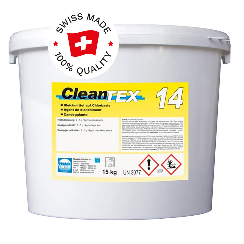 Bleichmittel auf Chlorbasis | bis 60 °C | für Fleckenentfernung & Wäschehygiene | Pramol CleanTEX 14