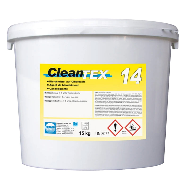 Bleichmittel auf Chlorbasis | bis 60 °C | für Fleckenentfernung & Wäschehygiene | Pramol CleanTEX 14