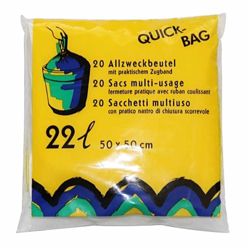 Quick Bag Allzweckbeutel HDPE | 22 Liter | 14 µm | mit Zugband | transparent