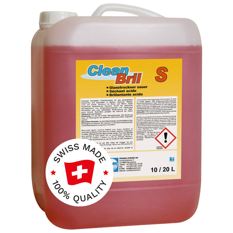 Klarspüler sauer | glänzende & streifenfreie Trocknung | für mittlere bis hohe Wasserhärte | Pramol CleanBril S