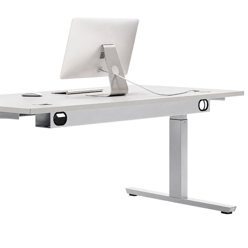 Kabelwanne 120-140 cm | für Schreibtische Flex & Profi 160-180 cm | Metall | Alusilber & Anthrazitgrau