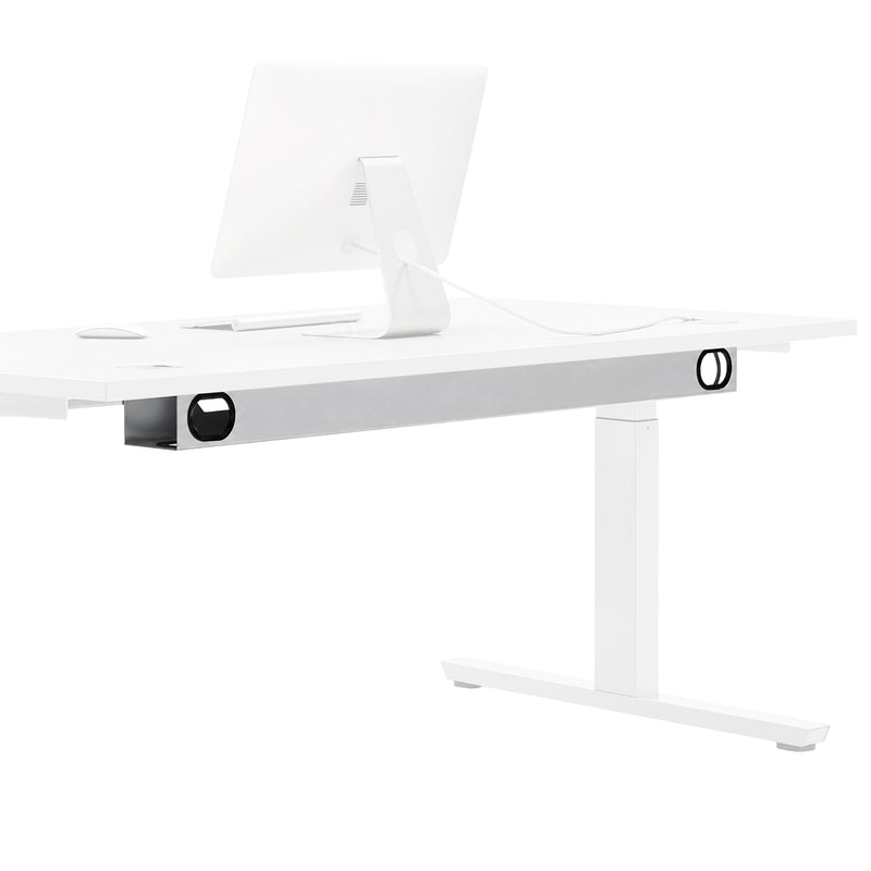 Kabelwanne 120-140 cm | für Schreibtische Flex & Profi 160-180 cm | Metall | Alusilber & Anthrazitgrau