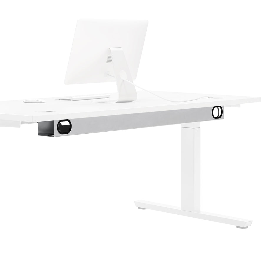 Kabelwanne 120-140 cm | für Schreibtische Flex & Profi 160-180 cm | Metall | Alusilber & Anthrazitgrau