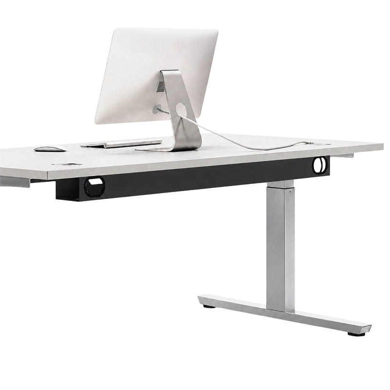 Kabelwanne 120-140 cm | für Schreibtische Flex & Profi 160-180 cm | Metall | Alusilber & Anthrazitgrau