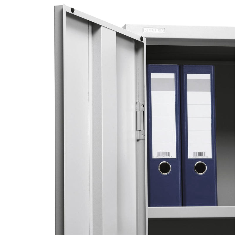 Stahlschrank mit Flügeltüren 92 × 42 × 195 cm | 4 Fachböden | 60 kg pro Boden | abschliessbar | 55 Ordner | diverse Farben