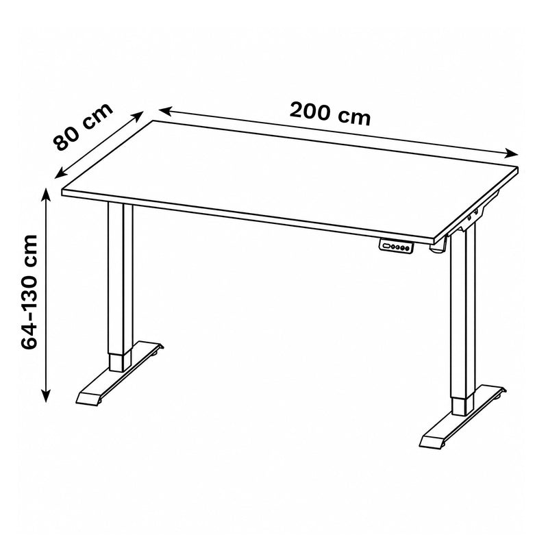 Schreibtisch höhenverstellbar 160-200 × 80 cm | Höhe 64-130 cm | 25 mm Tischplatte | 2 Motoren | Memory-Funktion | 100 kg belastbar | diverse Farben | Profi Modul