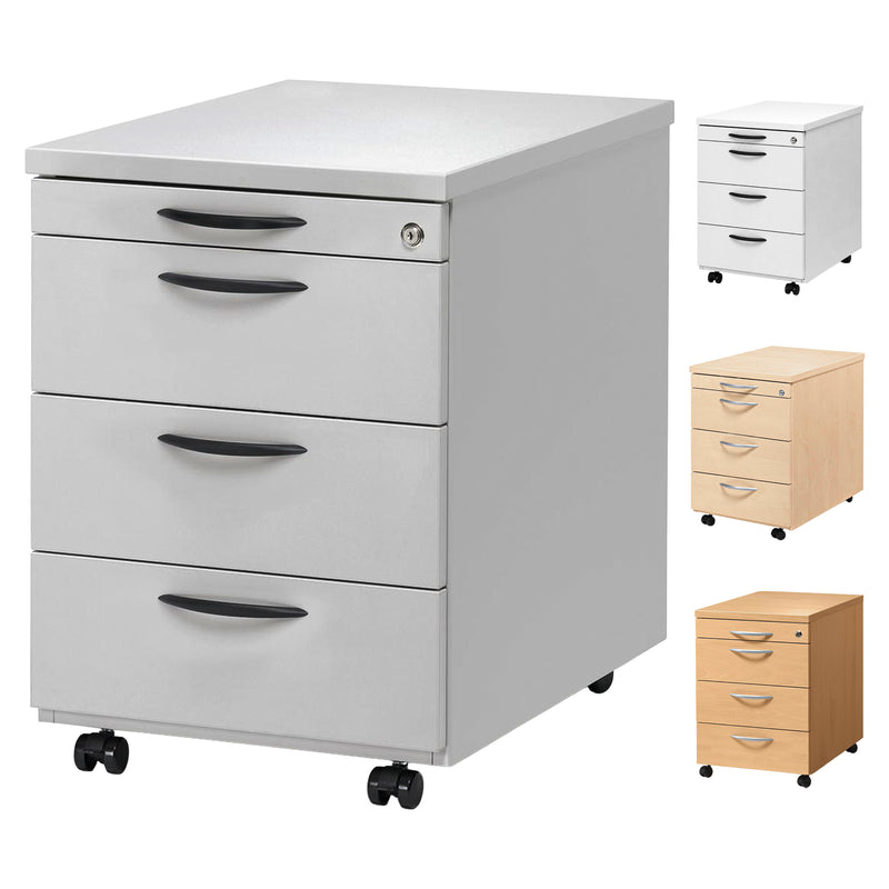 Rollcontainer 43,5 × 60 × 60 cm | Holzkorpus | Softclose & Selbsteinzug | abschliessbar | diverse Farben | Multi Modul