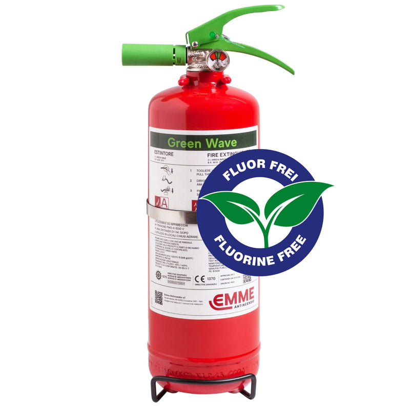 2 Liter ABF Schaum-Feuerlöscher | fluorfrei | Dauerdruck | DE, FR, IT | Green Wave | Emme 22020-700