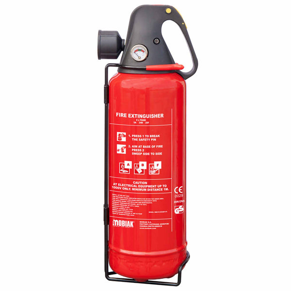 2 Liter ABF Schaum-Feuerlöscher | Dauerdruck | DE, FR, IT | frostsicher -30°C | Mobiak