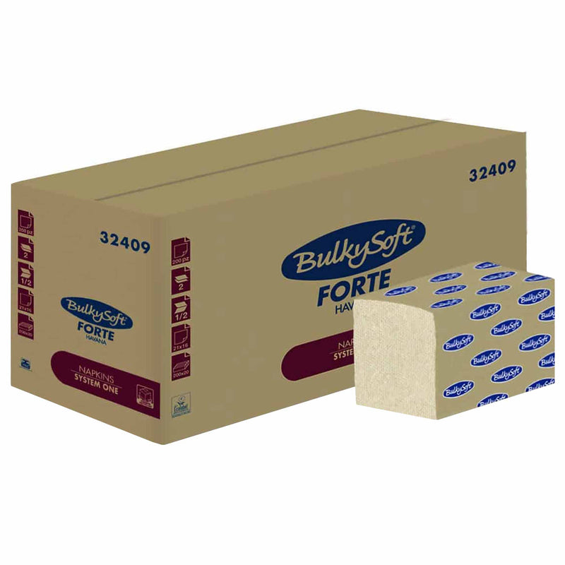 Table Top Servietten | 1/2 Falz | 2-lagig | 100% Recycling | BulkySoft® SystemOne Forte Havana