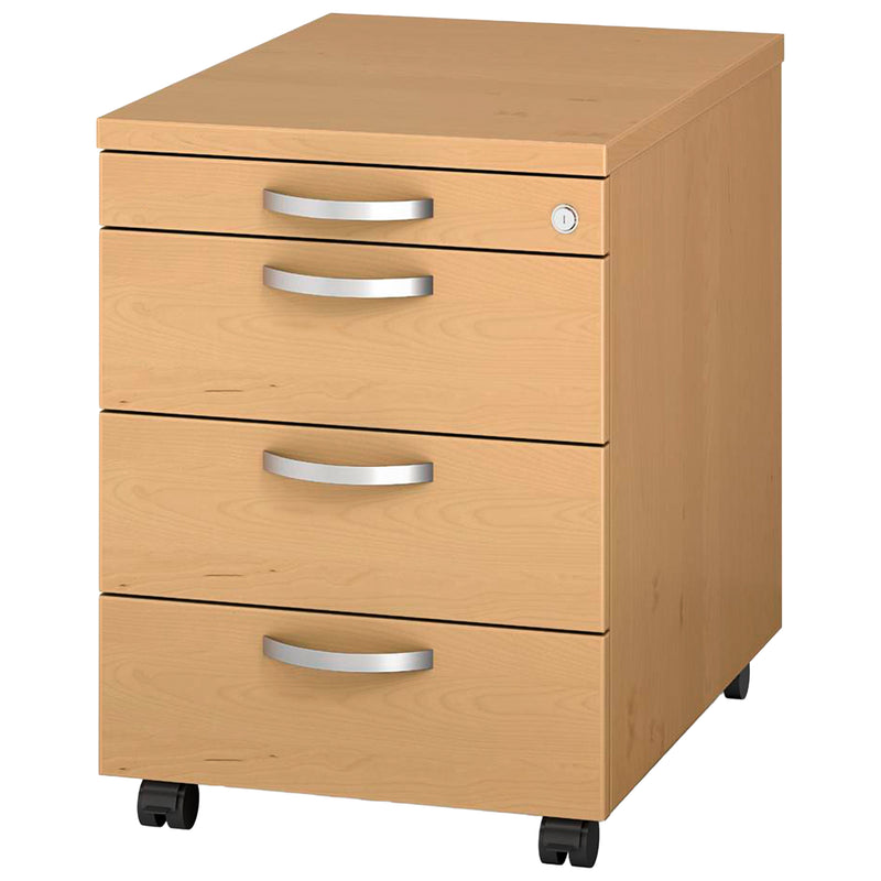 Rollcontainer 43,5 × 60 × 60 cm | Holzkorpus | Softclose & Selbsteinzug | abschliessbar | GS-zertifiziert | Made in Germany | diverse Farben | Profi Modul