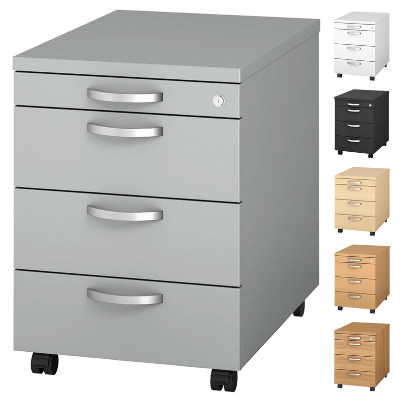 Rollcontainer 43,5 × 60 × 60 cm | Holzkorpus | Softclose & Selbsteinzug | abschliessbar | GS-zertifiziert | Made in Germany | diverse Farben | Profi Modul